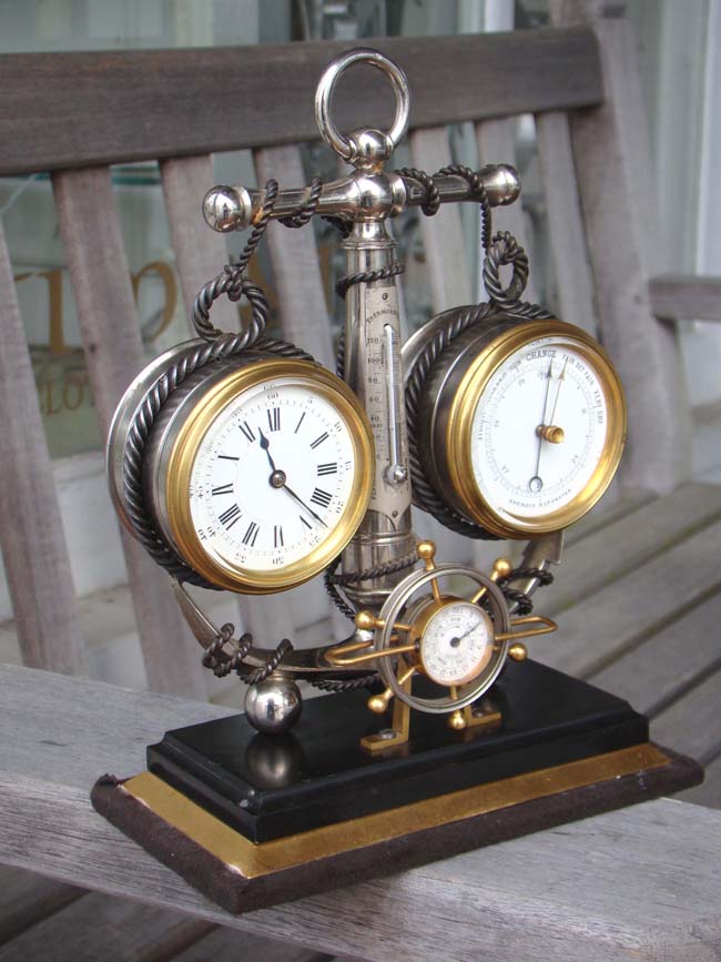 An antique anchor form Clock and Barometer Desk Compendium circa 1890